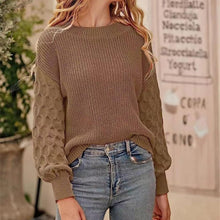 Cargar imagen en el visor de la galería, Women's Pullover Crew Neck Sweater Casual Long Sleeve Loose Chunky Knit Jumper Blouse Tops