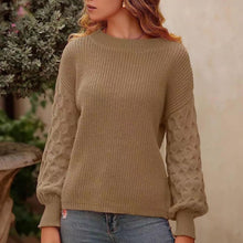 Cargar imagen en el visor de la galería, Women's Pullover Crew Neck Sweater Casual Long Sleeve Loose Chunky Knit Jumper Blouse Tops