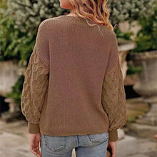Cargar imagen en el visor de la galería, Women's Pullover Crew Neck Sweater Casual Long Sleeve Loose Chunky Knit Jumper Blouse Tops