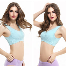 Cargar imagen en el visor de la galería, Women's Plus Size Lace Wide Straps Wireless Bra Front Closure Push Up Bras