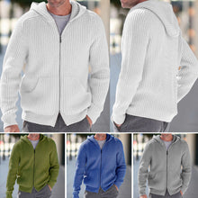 Cargar imagen en el visor de la galería, Men Hooded Knitted Sweater Jumper Cardigan Outwear Hooide Casual Long Sleeve Top