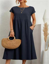Load image into Gallery viewer, 【HOT🎁【S-5XL】 Vestido de mujer 2024 de algodón y lino con cuello redondo y corte holgado 👉 - España