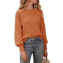 Cargar imagen en el visor de la galería, Women's Pullover Crew Neck Sweater Casual Long Sleeve Loose Chunky Knit Jumper Blouse Tops