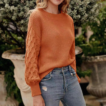 Cargar imagen en el visor de la galería, Women's Pullover Crew Neck Sweater Casual Long Sleeve Loose Chunky Knit Jumper Blouse Tops