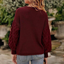 Cargar imagen en el visor de la galería, Women's Pullover Crew Neck Sweater Casual Long Sleeve Loose Chunky Knit Jumper Blouse Tops