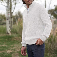 Cargar imagen en el visor de la galería, Mens Soft Wool Knit Half Zip Funnel Neck Jumper Sweater Top