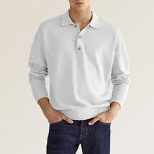 Cargar imagen en el visor de la galería, Men's Solid Color Long Sleeve Polo Shirt