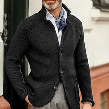 Cargar imagen en el visor de la galería, Winter Men's Knit Sweater Soft Warm Breathable Handsome Stand Collar Cardigan Suit Thick Knit Suit Jacket