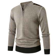 Cargar imagen en el visor de la galería, Winter Men Solid Knitted Sweater Half Zip Stand Collar Men Clothes Casual Sweater