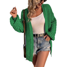 Cargar imagen en el visor de la galería, Women's Winter Open Front Sweater Cardigan Chunky Long Bishop Sleeve Ribbed Knit Cardigans