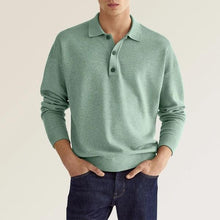 Cargar imagen en el visor de la galería, Men's Solid Color Long Sleeve Polo Shirt