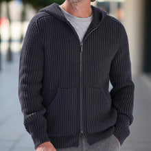 Cargar imagen en el visor de la galería, Men Hooded Knitted Sweater Jumper Cardigan Outwear Hooide Casual Long Sleeve Top