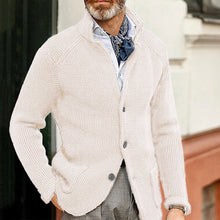 Cargar imagen en el visor de la galería, Winter Men's Knit Sweater Soft Warm Breathable Handsome Stand Collar Cardigan Suit Thick Knit Suit Jacket
