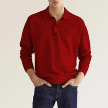 Cargar imagen en el visor de la galería, Men's Solid Color Long Sleeve Polo Shirt