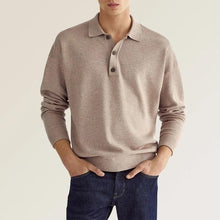 Cargar imagen en el visor de la galería, Men's Solid Color Long Sleeve Polo Shirt