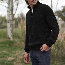 Cargar imagen en el visor de la galería, Mens Soft Wool Knit Half Zip Funnel Neck Jumper Sweater Top