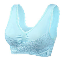 Cargar imagen en el visor de la galería, Women's Plus Size Lace Wide Straps Wireless Bra Front Closure Push Up Bras