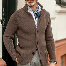 Cargar imagen en el visor de la galería, Winter Men's Knit Sweater Soft Warm Breathable Handsome Stand Collar Cardigan Suit Thick Knit Suit Jacket