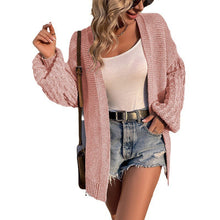 Cargar imagen en el visor de la galería, Women's Winter Open Front Sweater Cardigan Chunky Long Bishop Sleeve Ribbed Knit Cardigans