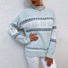 Cargar imagen en el visor de la galería, Women's Christmas Knitwear 2024 Long Sleeve Loose Half Turtleneck Snowflake Sweater for Women