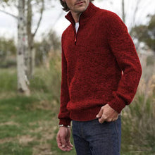 Cargar imagen en el visor de la galería, Mens Soft Wool Knit Half Zip Funnel Neck Jumper Sweater Top