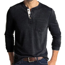 Cargar imagen en el visor de la galería, Mens Casual Round Neck Buttons Shirt Tops Soild Color Long Sleeves Slim Fit Tee