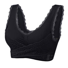 Cargar imagen en el visor de la galería, Women's Plus Size Lace Wide Straps Wireless Bra Front Closure Push Up Bras