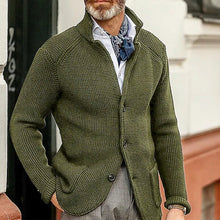Cargar imagen en el visor de la galería, Winter Men's Knit Sweater Soft Warm Breathable Handsome Stand Collar Cardigan Suit Thick Knit Suit Jacket