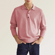 Cargar imagen en el visor de la galería, Men's Solid Color Long Sleeve Polo Shirt