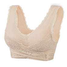 Cargar imagen en el visor de la galería, Women's Plus Size Lace Wide Straps Wireless Bra Front Closure Push Up Bras