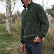 Cargar imagen en el visor de la galería, Mens Soft Wool Knit Half Zip Funnel Neck Jumper Sweater Top