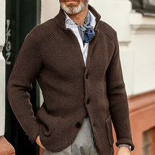 Cargar imagen en el visor de la galería, Winter Men's Knit Sweater Soft Warm Breathable Handsome Stand Collar Cardigan Suit Thick Knit Suit Jacket