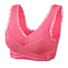 Cargar imagen en el visor de la galería, Women's Plus Size Lace Wide Straps Wireless Bra Front Closure Push Up Bras