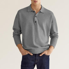 Cargar imagen en el visor de la galería, Men's Solid Color Long Sleeve Polo Shirt