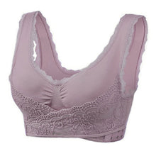 Cargar imagen en el visor de la galería, Women's Plus Size Lace Wide Straps Wireless Bra Front Closure Push Up Bras