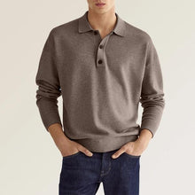 Cargar imagen en el visor de la galería, Men's Solid Color Long Sleeve Polo Shirt