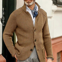 Cargar imagen en el visor de la galería, Winter Men's Knit Sweater Soft Warm Breathable Handsome Stand Collar Cardigan Suit Thick Knit Suit Jacket