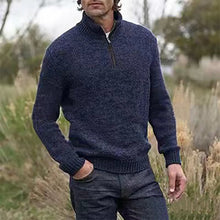 Cargar imagen en el visor de la galería, Mens Soft Wool Knit Half Zip Funnel Neck Jumper Sweater Top