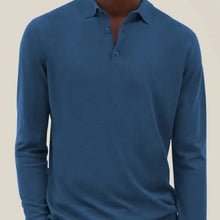 Cargar imagen en el visor de la galería, Men's Solid Color Long Sleeve Polo Shirt