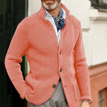 Cargar imagen en el visor de la galería, Winter Men's Knit Sweater Soft Warm Breathable Handsome Stand Collar Cardigan Suit Thick Knit Suit Jacket