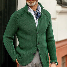 Cargar imagen en el visor de la galería, Winter Men's Knit Sweater Soft Warm Breathable Handsome Stand Collar Cardigan Suit Thick Knit Suit Jacket