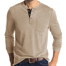 Cargar imagen en el visor de la galería, Mens Casual Round Neck Buttons Shirt Tops Soild Color Long Sleeves Slim Fit Tee