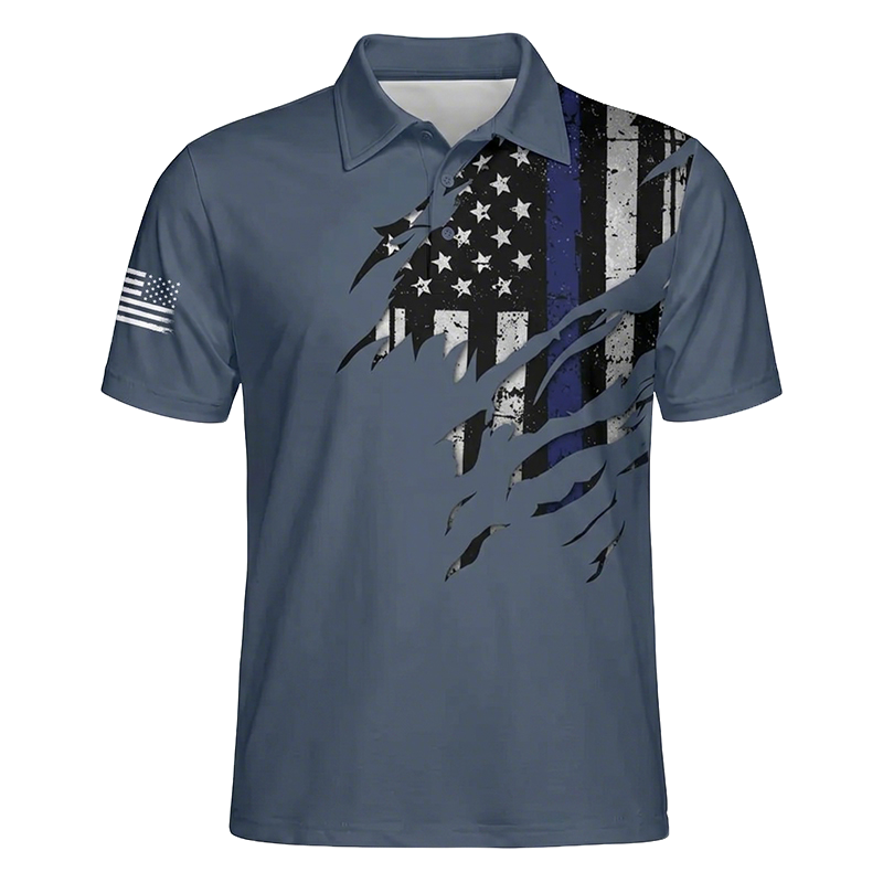 USA 250th Anniversary Print Casual Polo Shirt