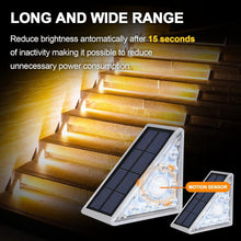Load image into Gallery viewer, LED Motion Sensor Solar Step Light Waterproof IP67, For Outside Garden, Concrete, Patio, Yard, Porch, Front Door, Warm White