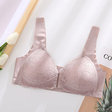 Cargar imagen en el visor de la galería, Women's Plus Size Lace Wide Straps Wireless Bra Front Closure Push Up Bras