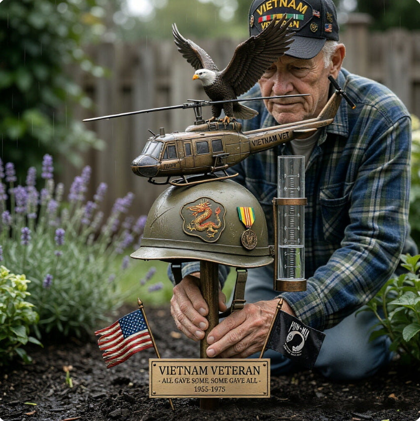 Vietnam Veteran Memorial Garden Stake with Rain Gauge ๐บ๐ธ๐ฆ