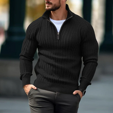 Cargar imagen en el visor de la galería, Men's Solid Cable Casual Zip Stand Collar Sweater