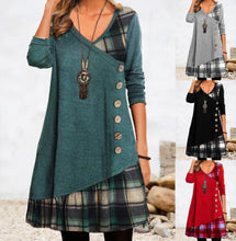 Cargar imagen en el visor de la galería, Ladies Casual Long Sleeve Patchwork Dress