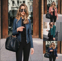 Cargar imagen en el visor de la galería, Stylish women's PU leather jacket; choose from 8 colors to match any outfit