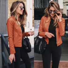 Cargar imagen en el visor de la galería, Stylish women's PU leather jacket; choose from 8 colors to match any outfit